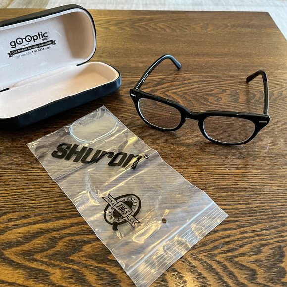 Shuron FREEWAY eyeglasses, classic buddy holly style black frames, 54 - 22, NEW - Picture 2 of 7